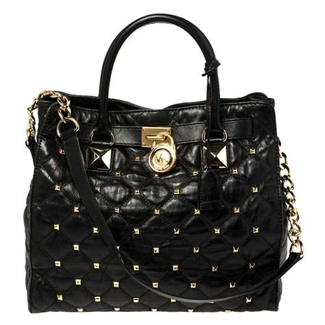 michael kors leather black purse|michael kors black studded purse.